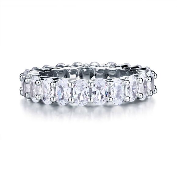 Sterling Silver CZ Eternity Ring Womens Vintage 5mm Sparkle Jewelry New 6 - Picture 1 of 5